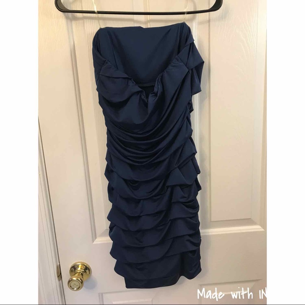 Teen blue strapless dress